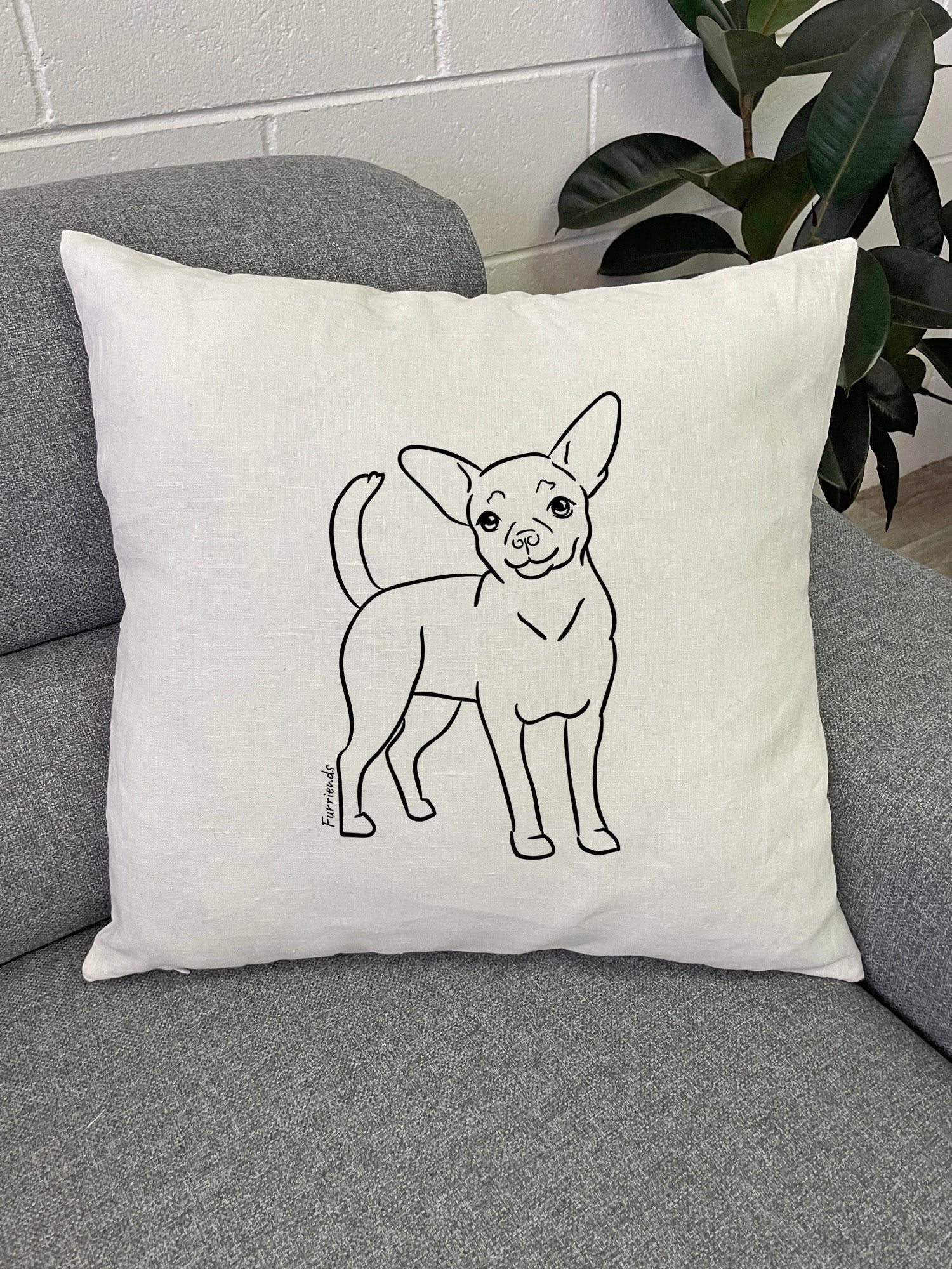 Chihuahua Linen Cushion Cover