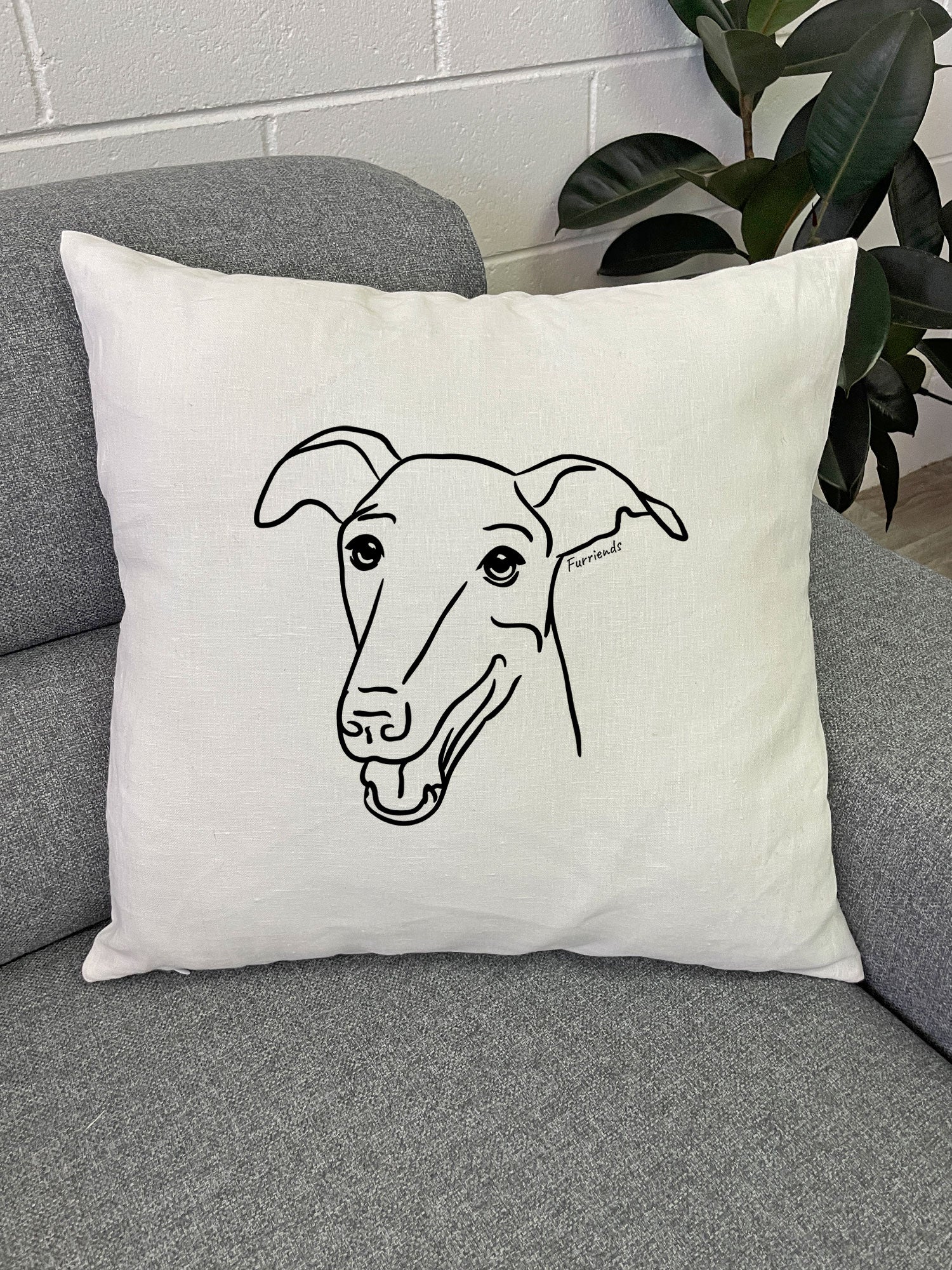 Greyhound Linen Cushion Cover