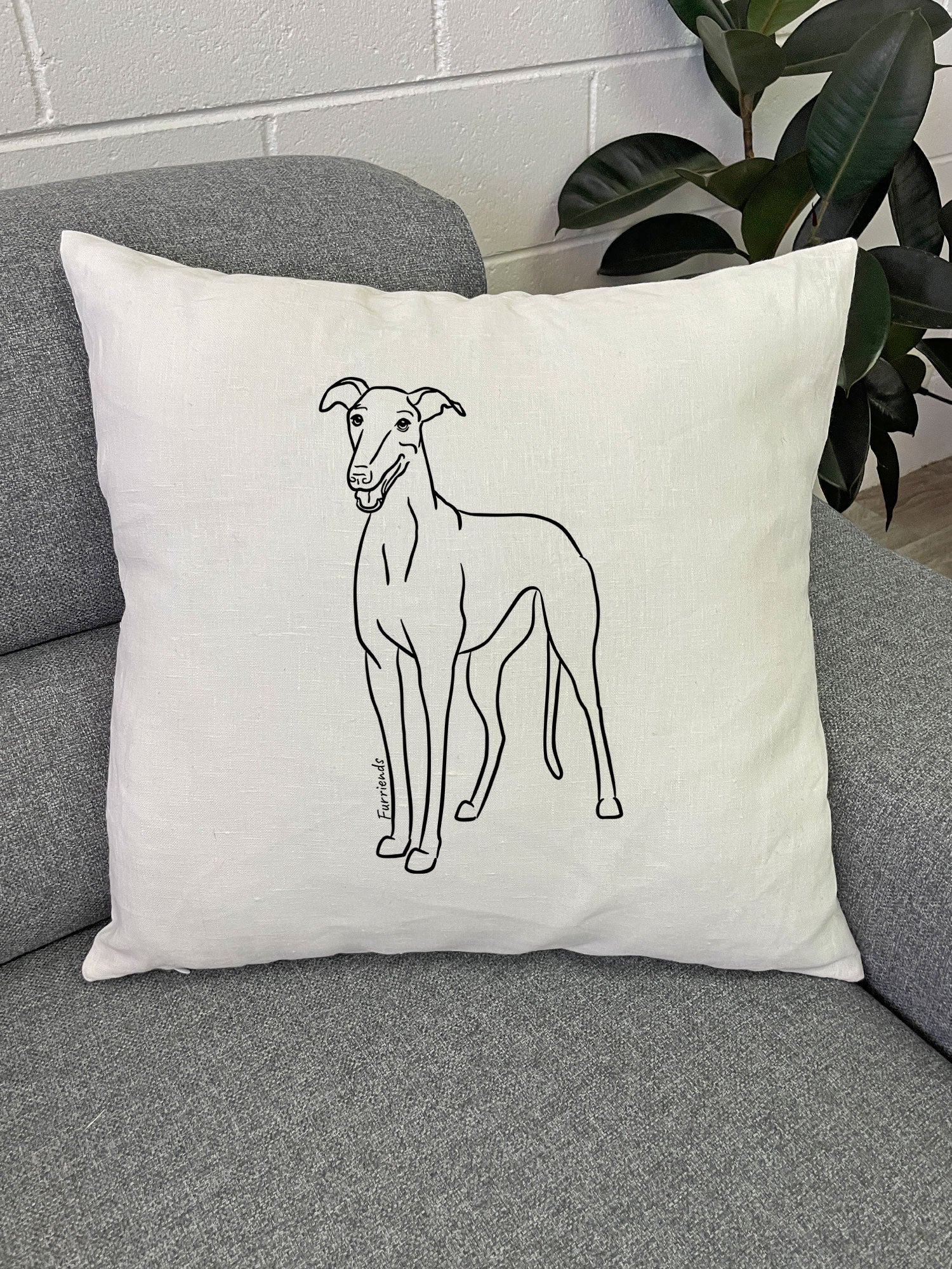 Greyhound Linen Cushion Cover