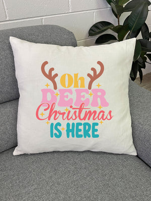 Oh Deer. Christmas Is Here Linen Cushion Cover