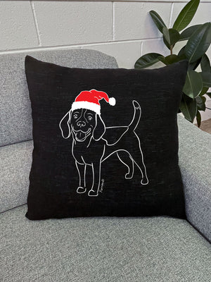 Beagle Christmas Edition Linen Cushion Cover