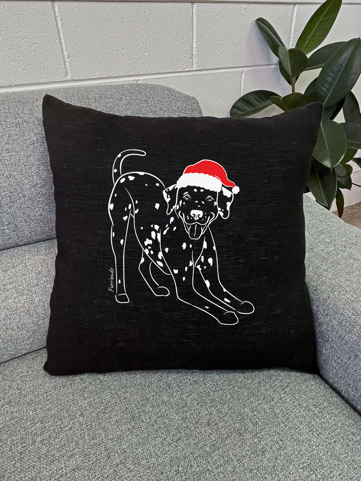 Dalmatian Christmas Edition Linen Cushion Cover