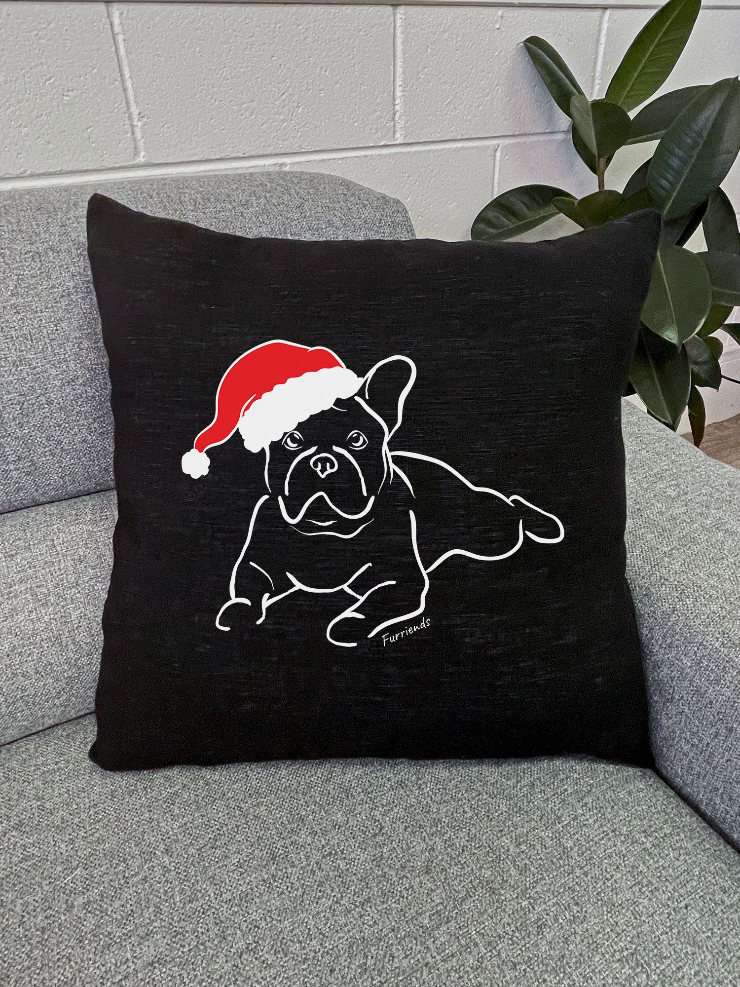 Bulldog christmas pillow best sale