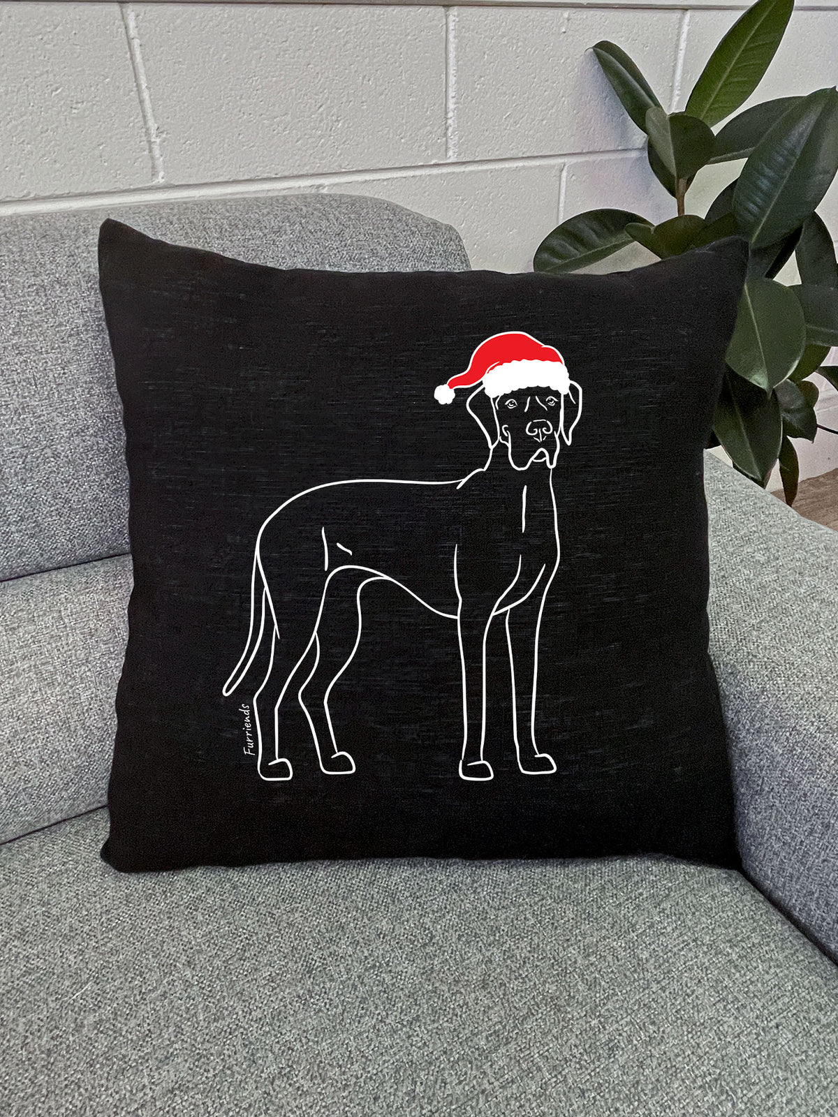 Great Dane Christmas Edition Linen Cushion Cover