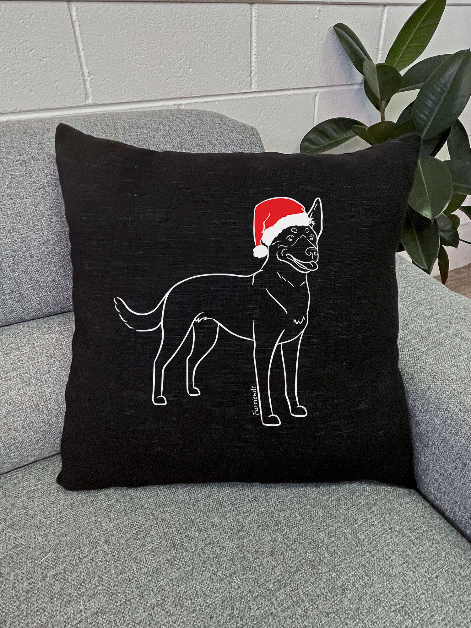 Kelpie Christmas Edition Linen Cushion Cover