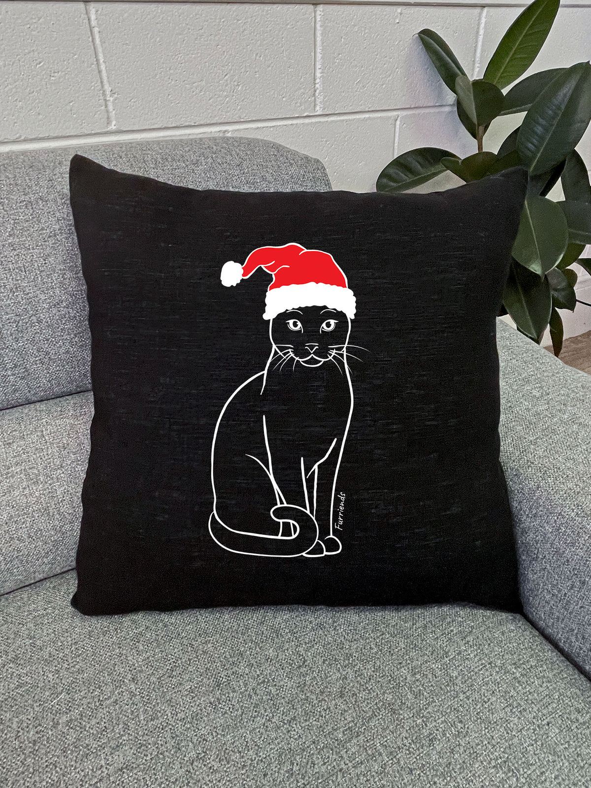 Russian Blue Christmas Edition Linen Cushion Cover