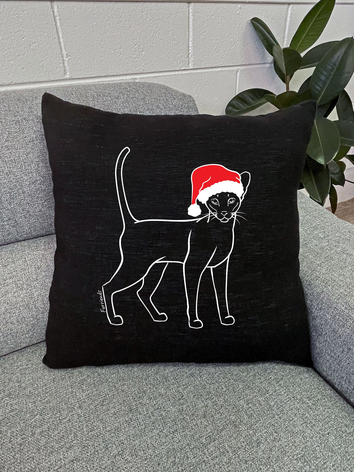 Siamese Christmas Edition Linen Cushion Cover