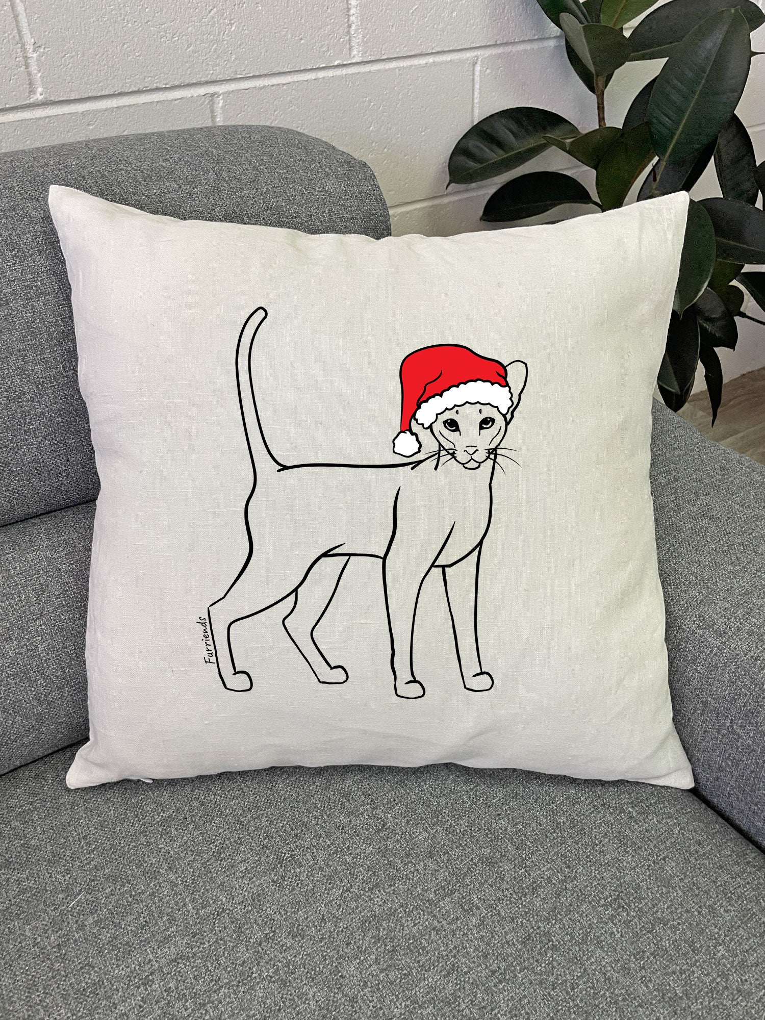 Siamese Christmas Edition Linen Cushion Cover