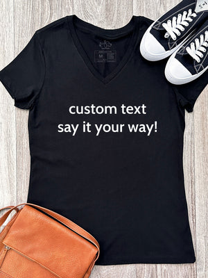 Customisable Text Emma V-Neck Tee