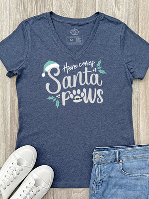 Here Comes Santa Paws Emma V-Neck Tee