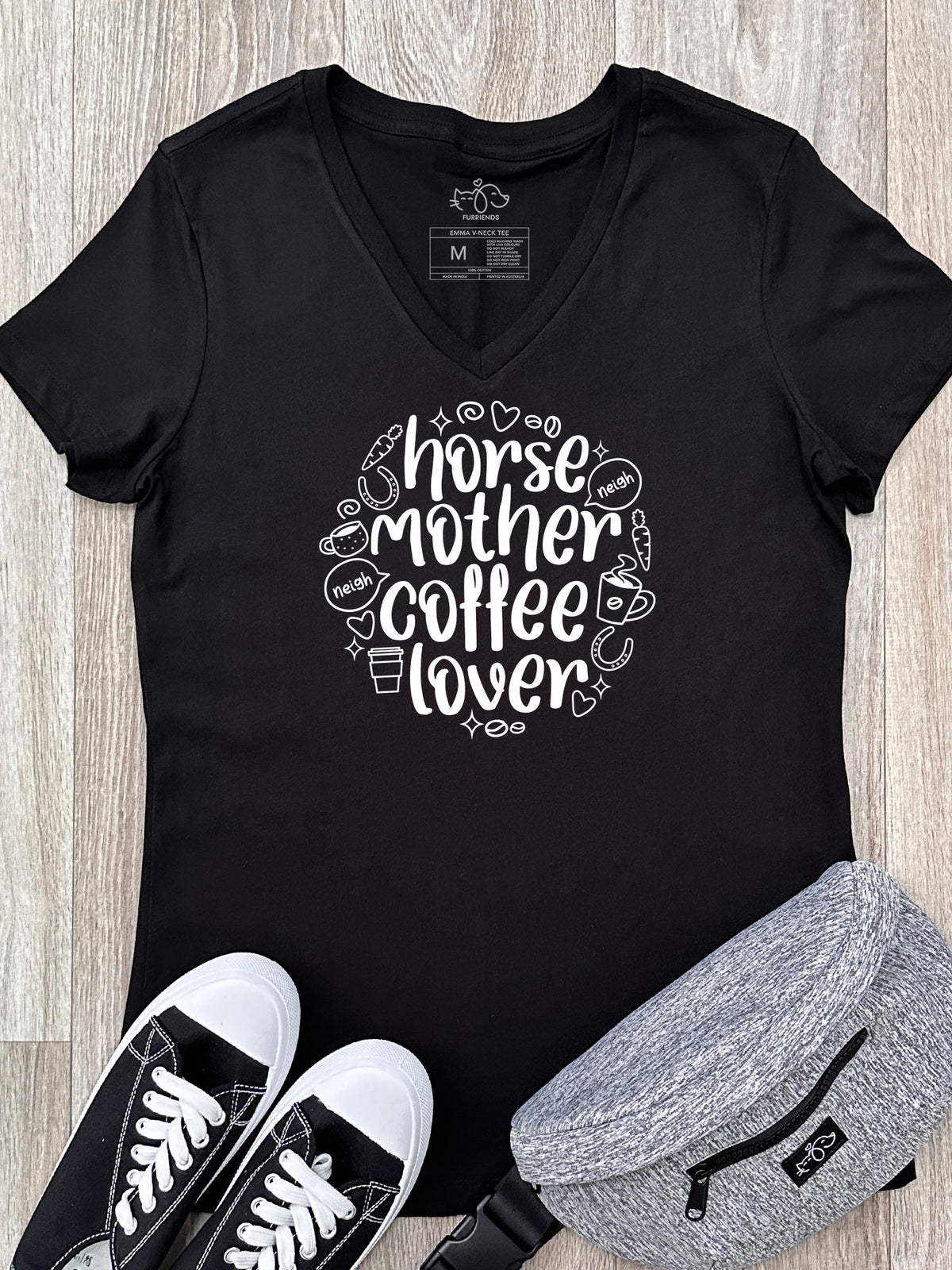 Horse Mother Coffee Lover Emma V-Neck Tee