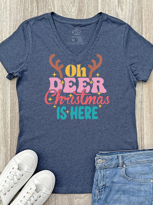 Oh Deer. Christmas Is Here Emma V-Neck Tee