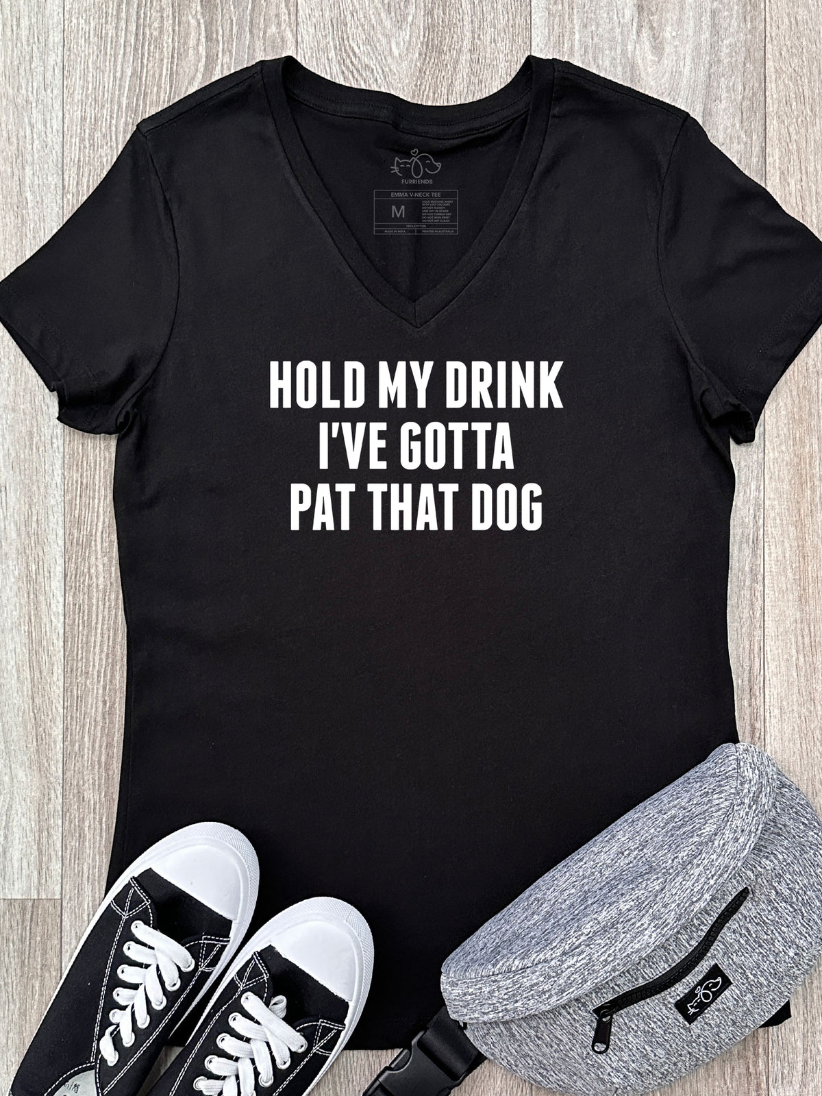 Hold My Drink I&#39;ve Gotta Pat That Dog Emma V-Neck Tee