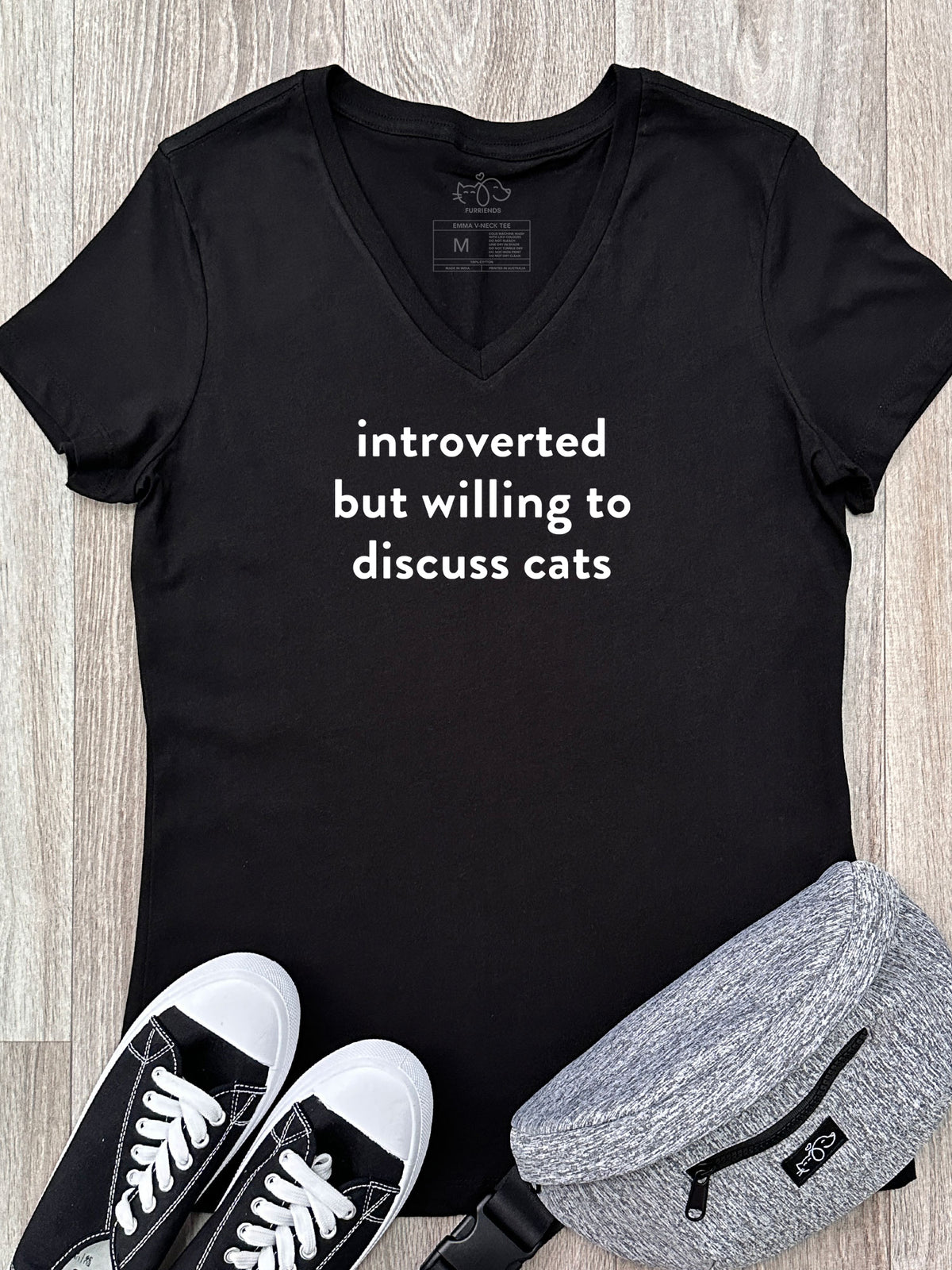 Introverted But Willing To Discuss Cats Emma V-Neck Tee