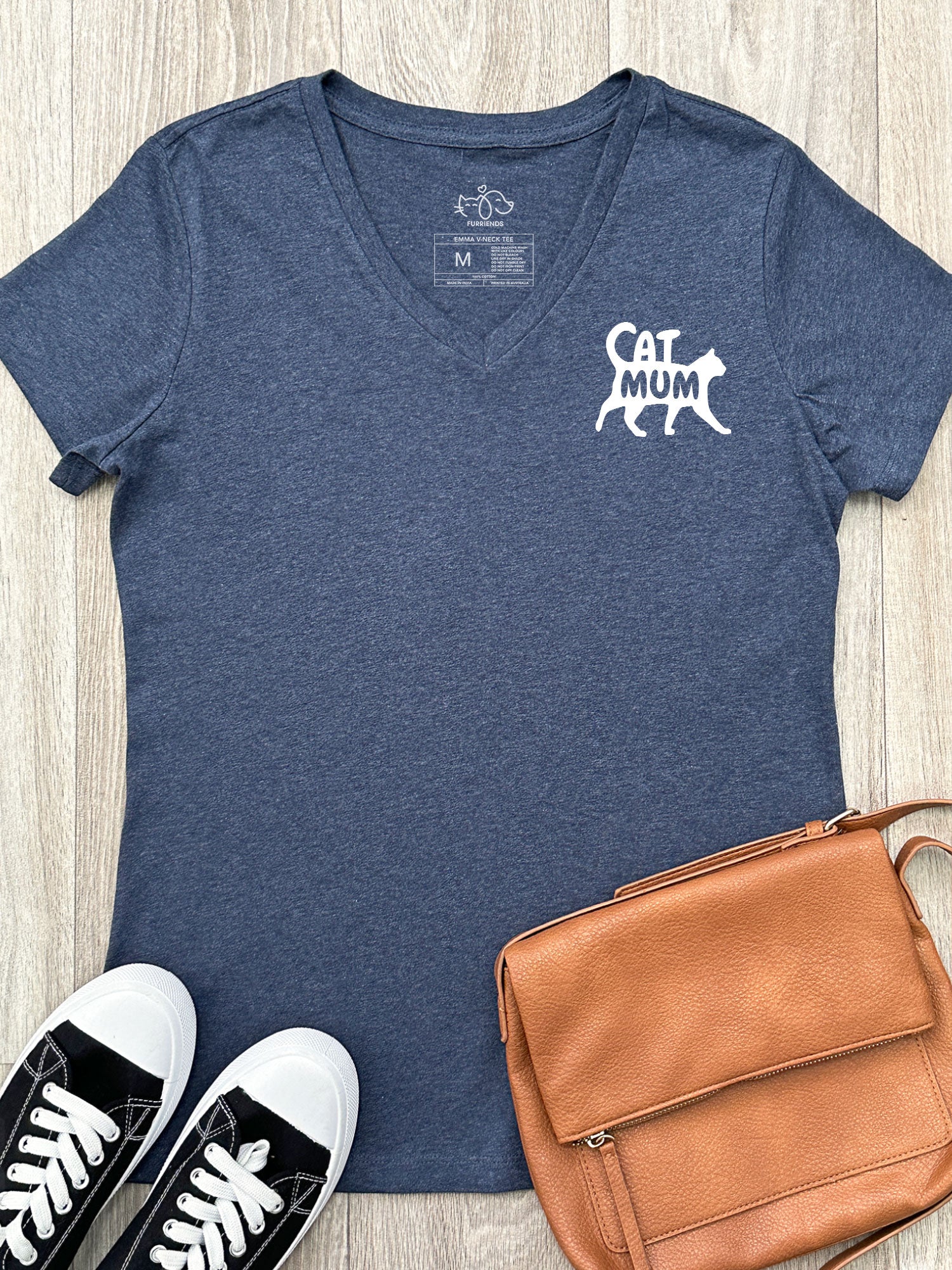 Cat Mum Silhouette Emma V-Neck Tee