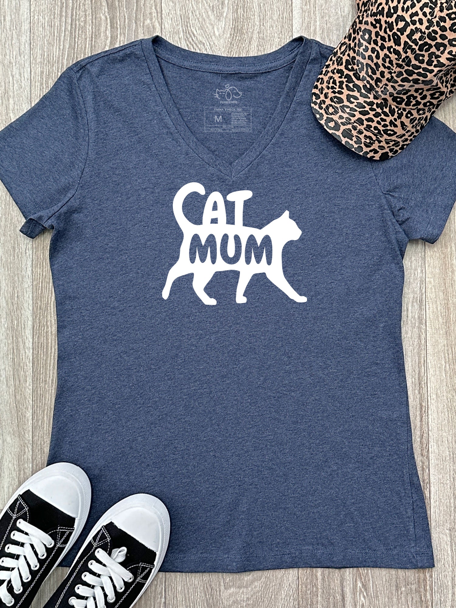 Cat Mum Silhouette Emma V-Neck Tee