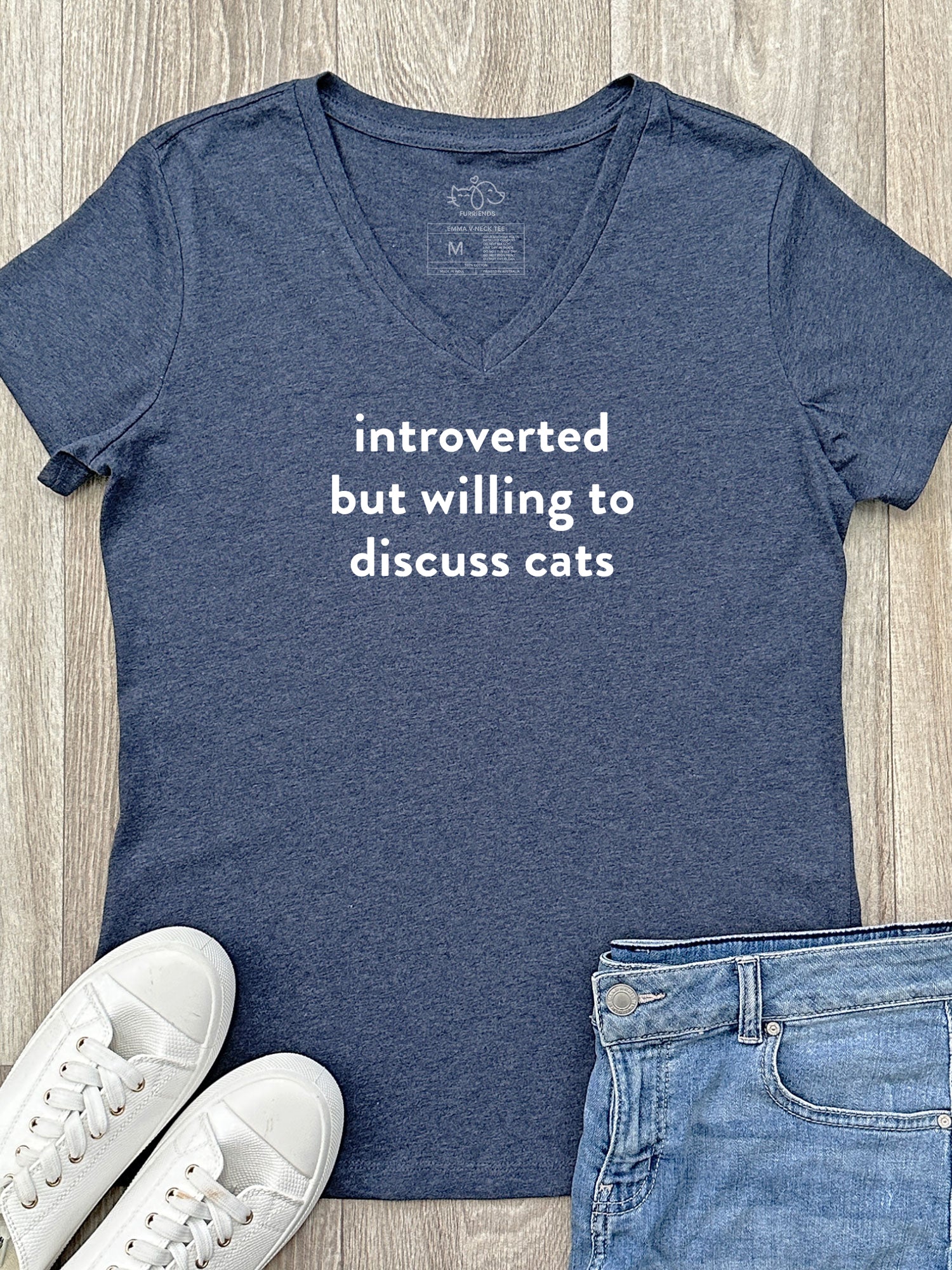 Introverted But Willing To Discuss Cats Emma V-Neck Tee