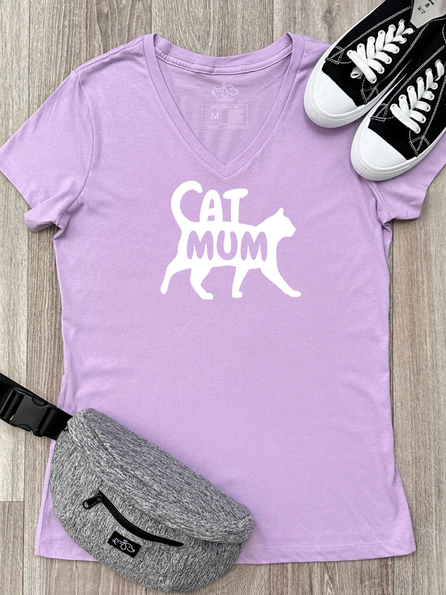 Cat Mum Silhouette Emma V-Neck Tee