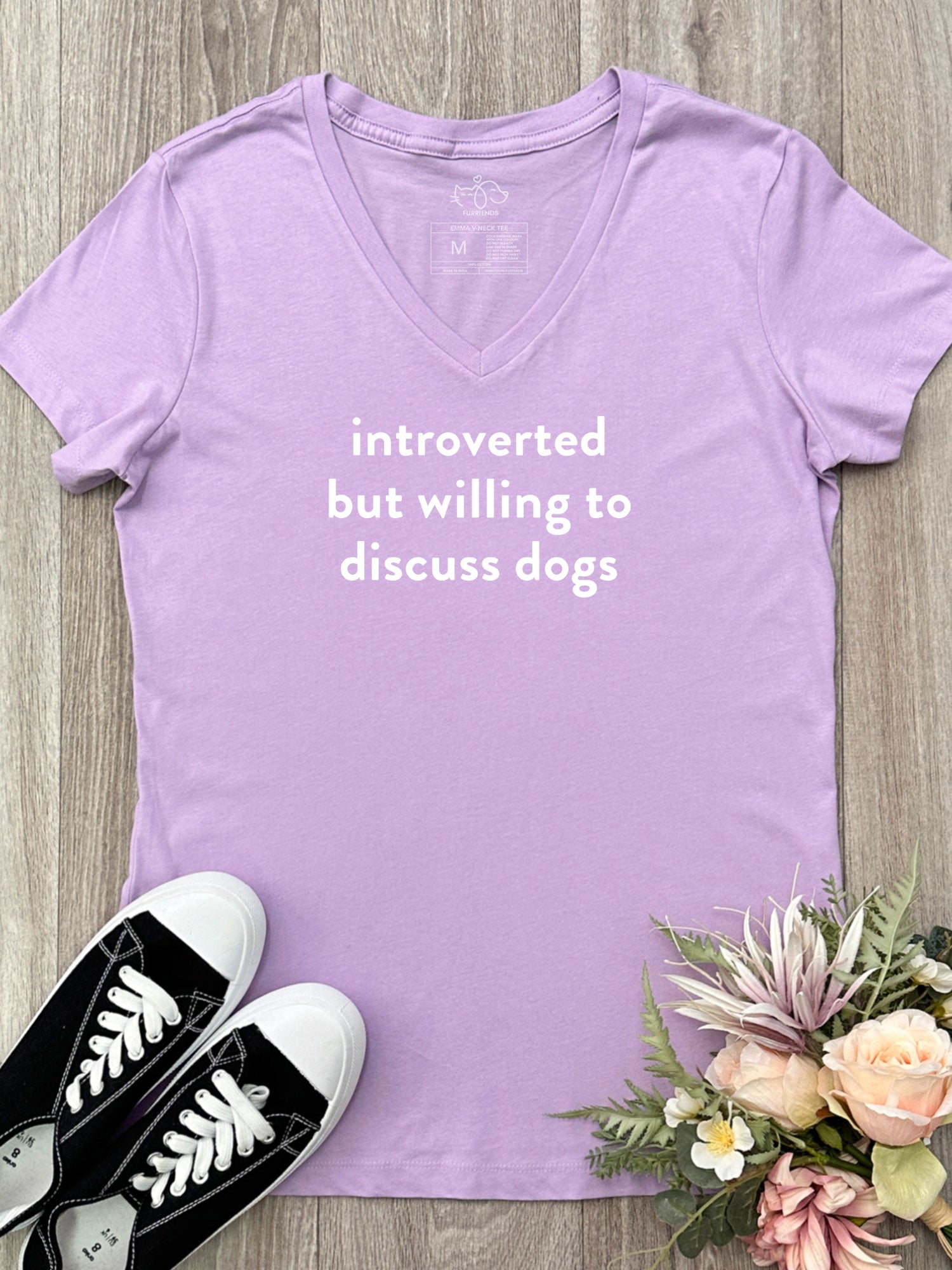 Introverted But Willing To Discuss Dogs Emma V-Neck Tee