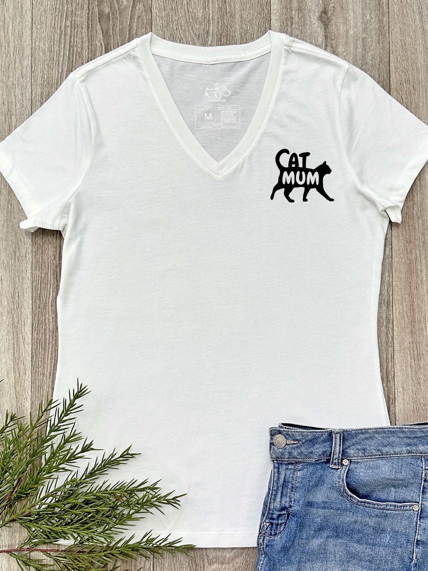 Cat Mum Silhouette Emma V-Neck Tee