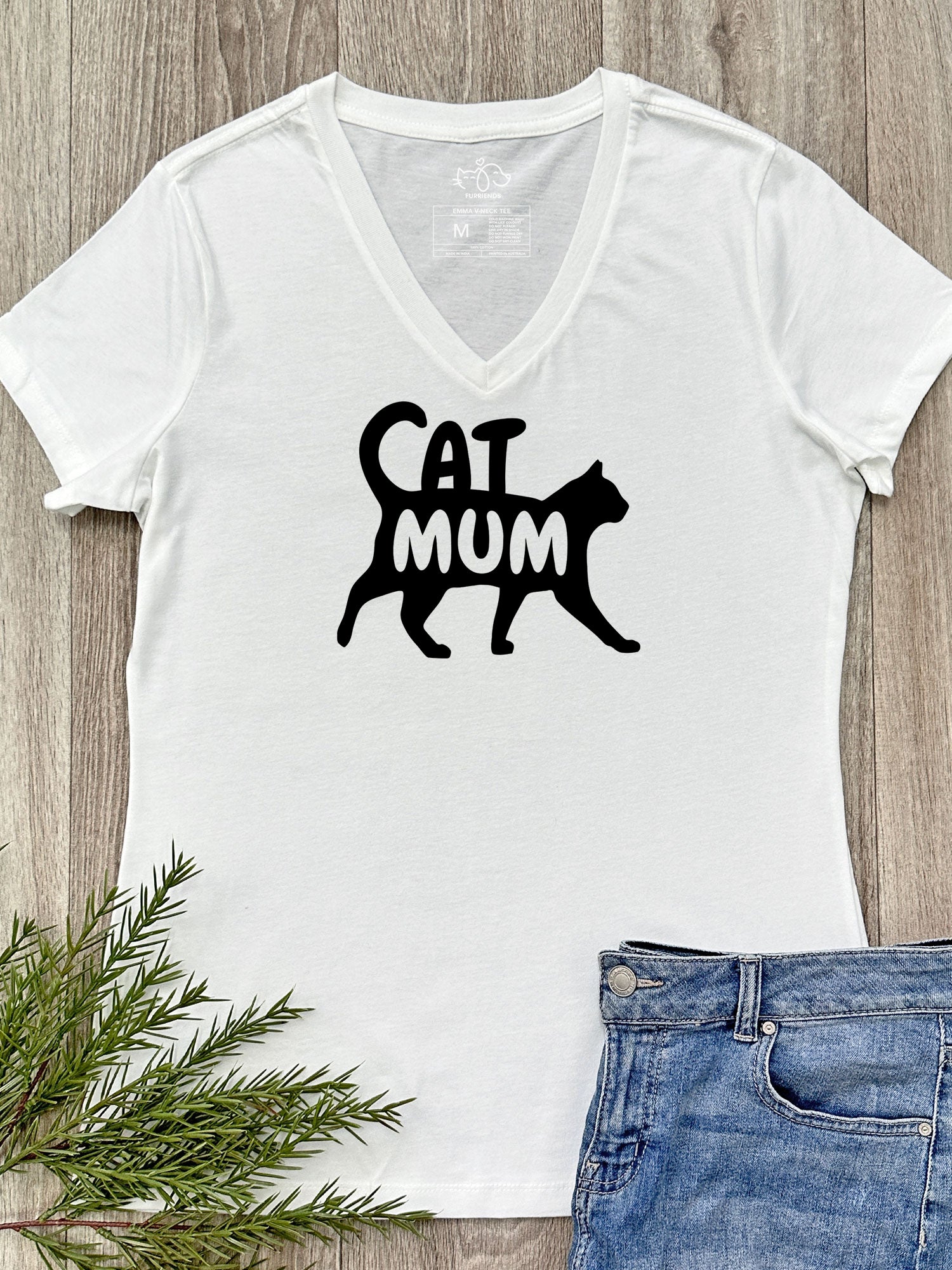 Cat Mum Silhouette Emma V-Neck Tee