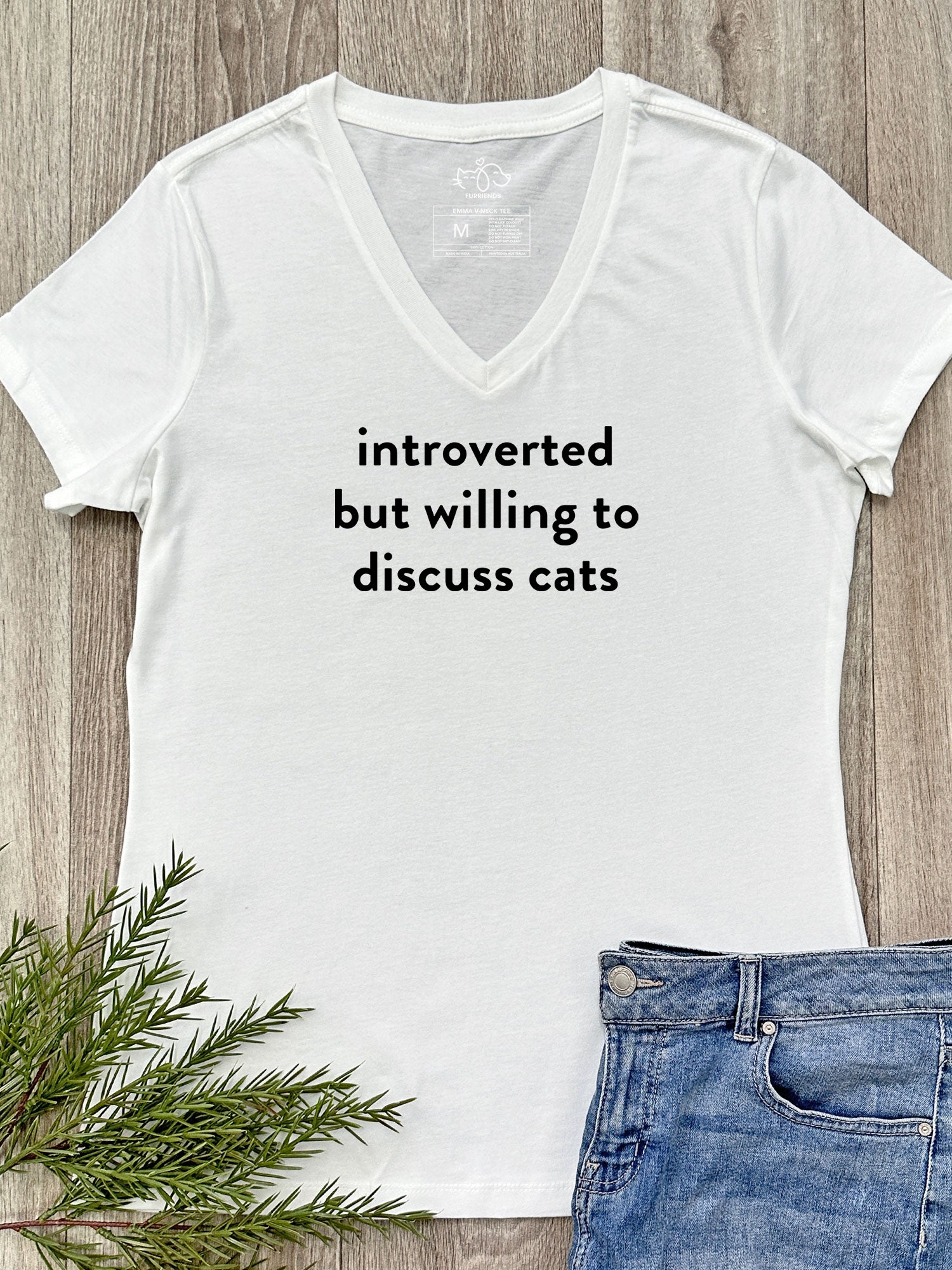 Introverted But Willing To Discuss Cats Emma V-Neck Tee