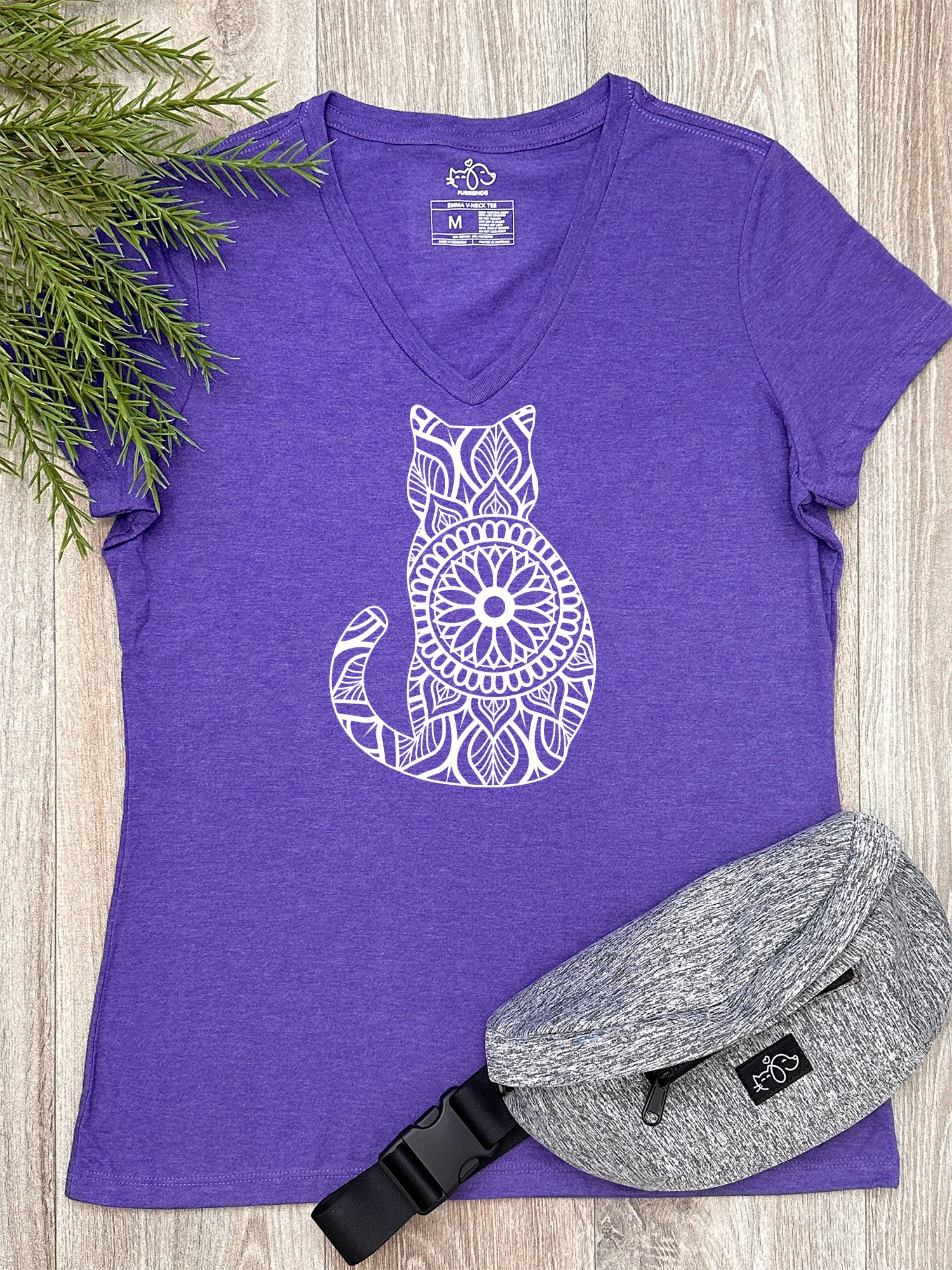 Cat Mandala Emma V-Neck Tee