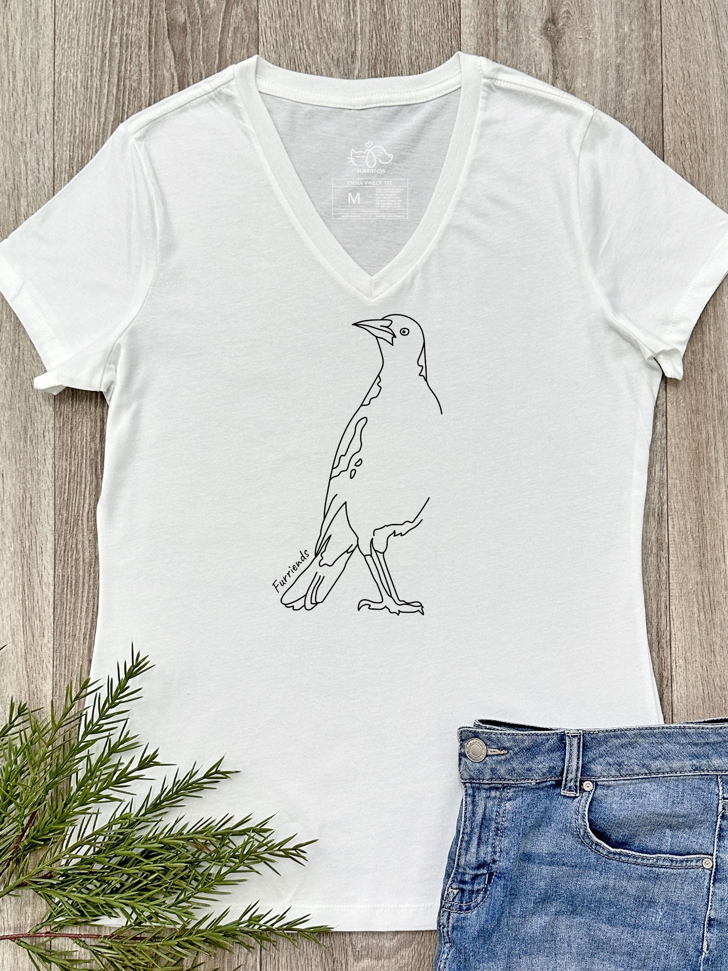 Australian Magpie Emma V-Neck Tee