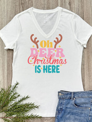 Oh Deer. Christmas Is Here Emma V-Neck Tee