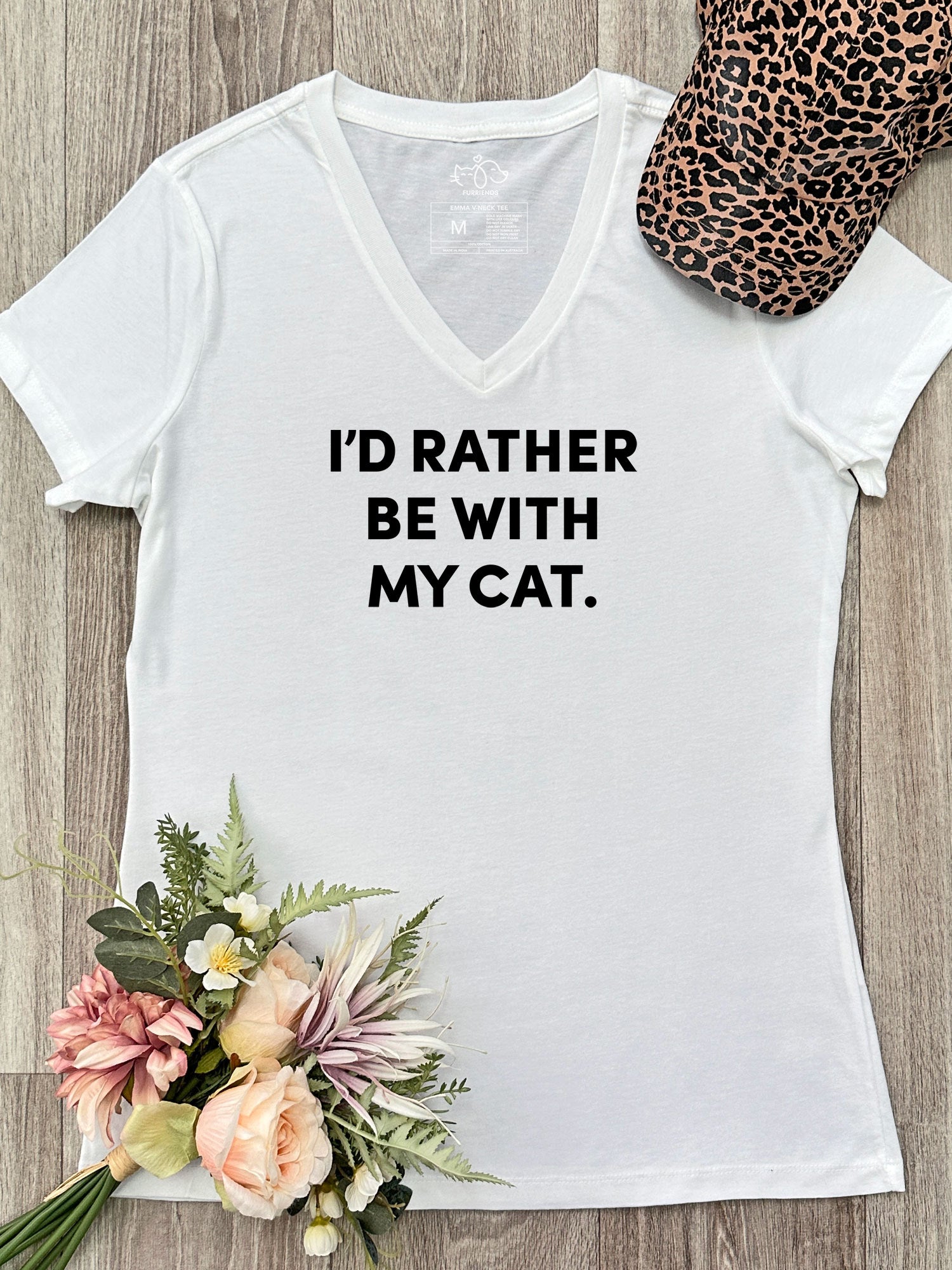 I'd Rather Be With My Cat. Emma V-Neck Tee