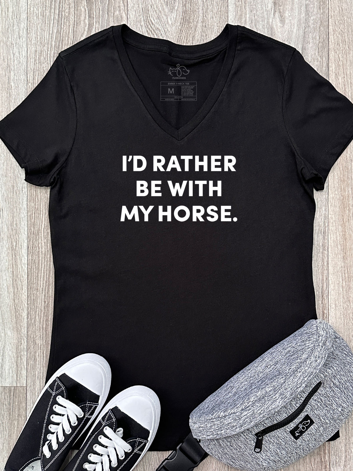 I&#39;d Rather Be With My Horse. Emma V-Neck Tee