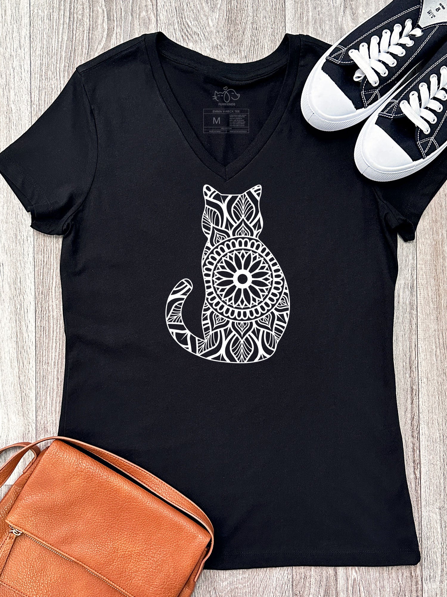 Cat Mandala Emma V-Neck Tee