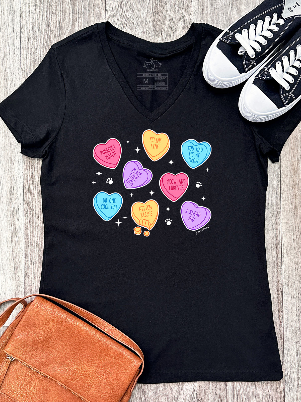 Candy Hearts - Cat Emma V-Neck Tee