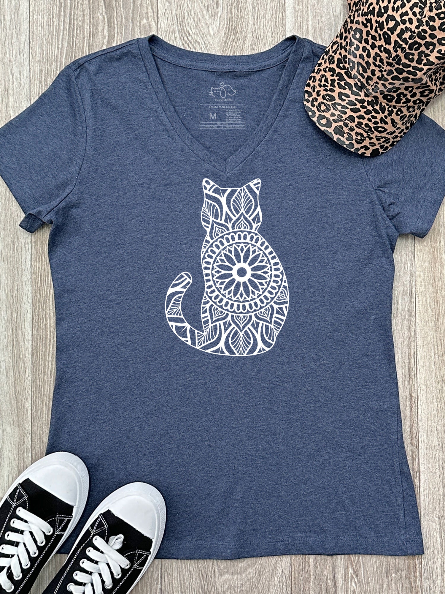 Cat Mandala Emma V-Neck Tee