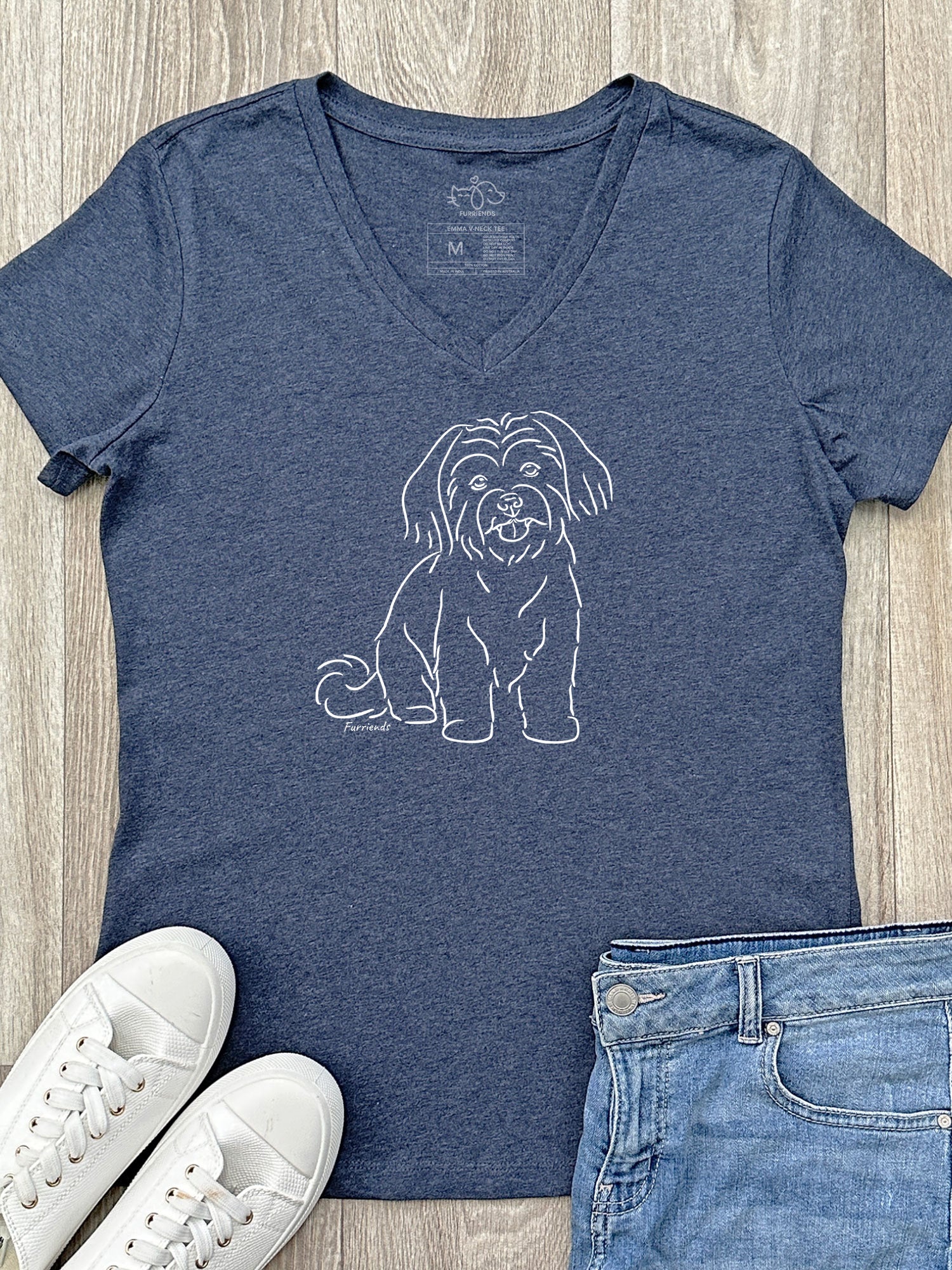 Maltese Terrier Emma V-Neck Tee