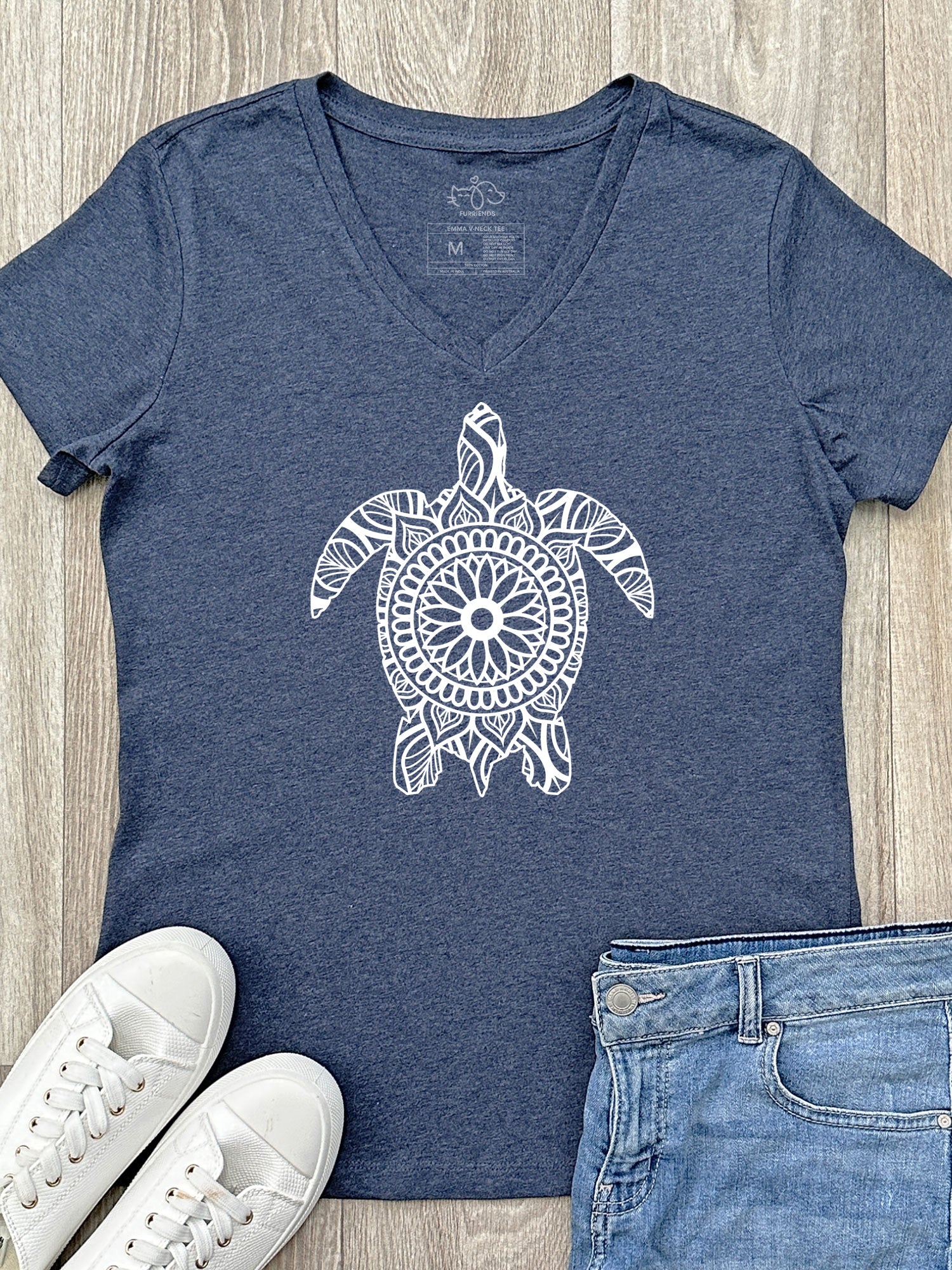 Turtle Mandala Emma V-Neck Tee