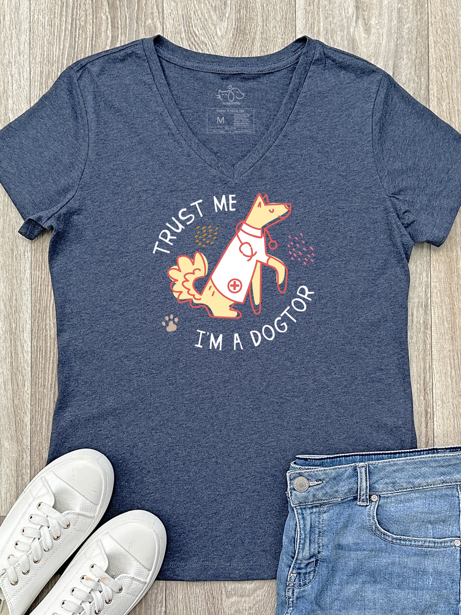 Trust Me I'm A Dogtor Emma V-Neck Tee