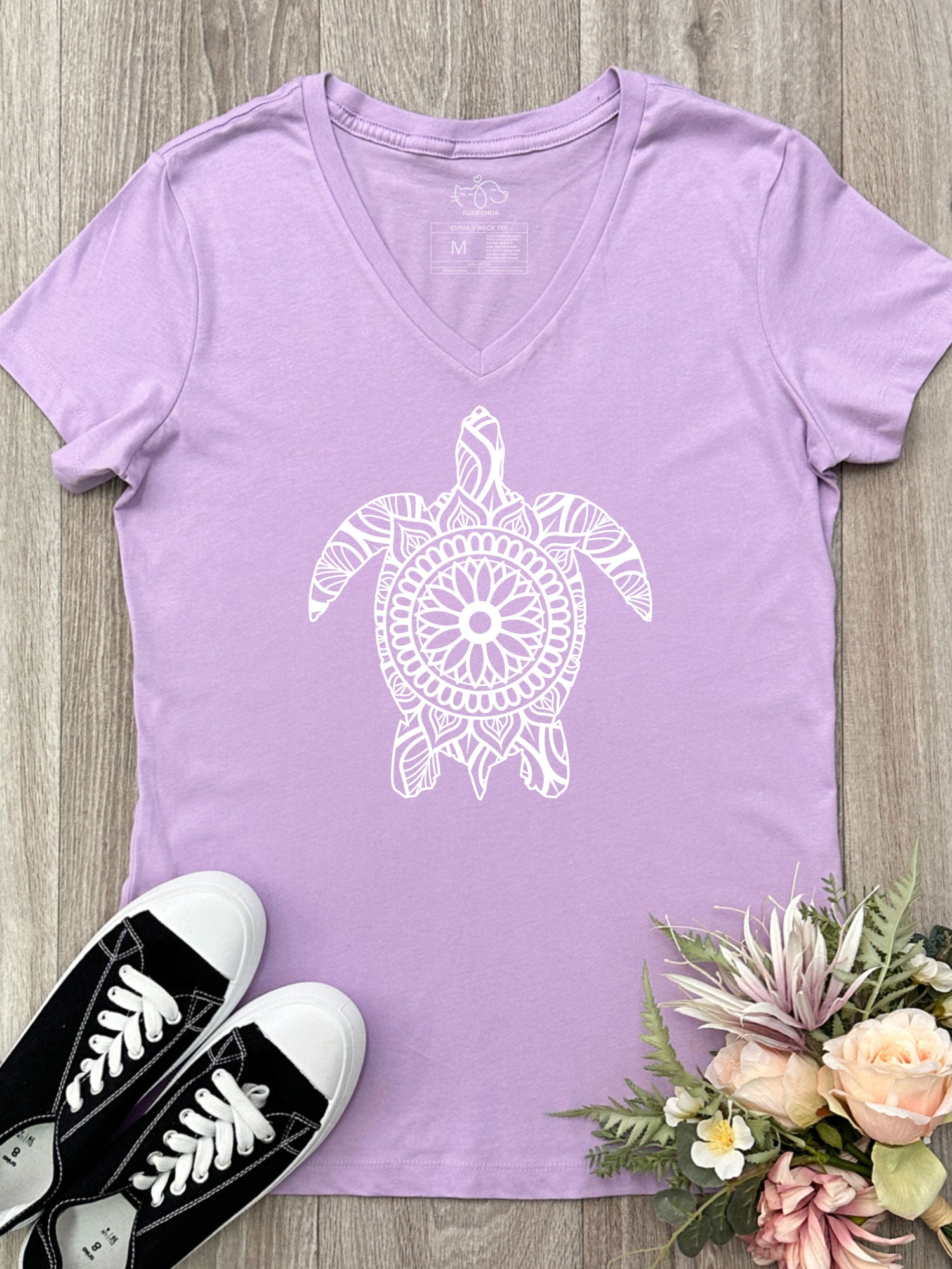 Turtle Mandala Emma V-Neck Tee