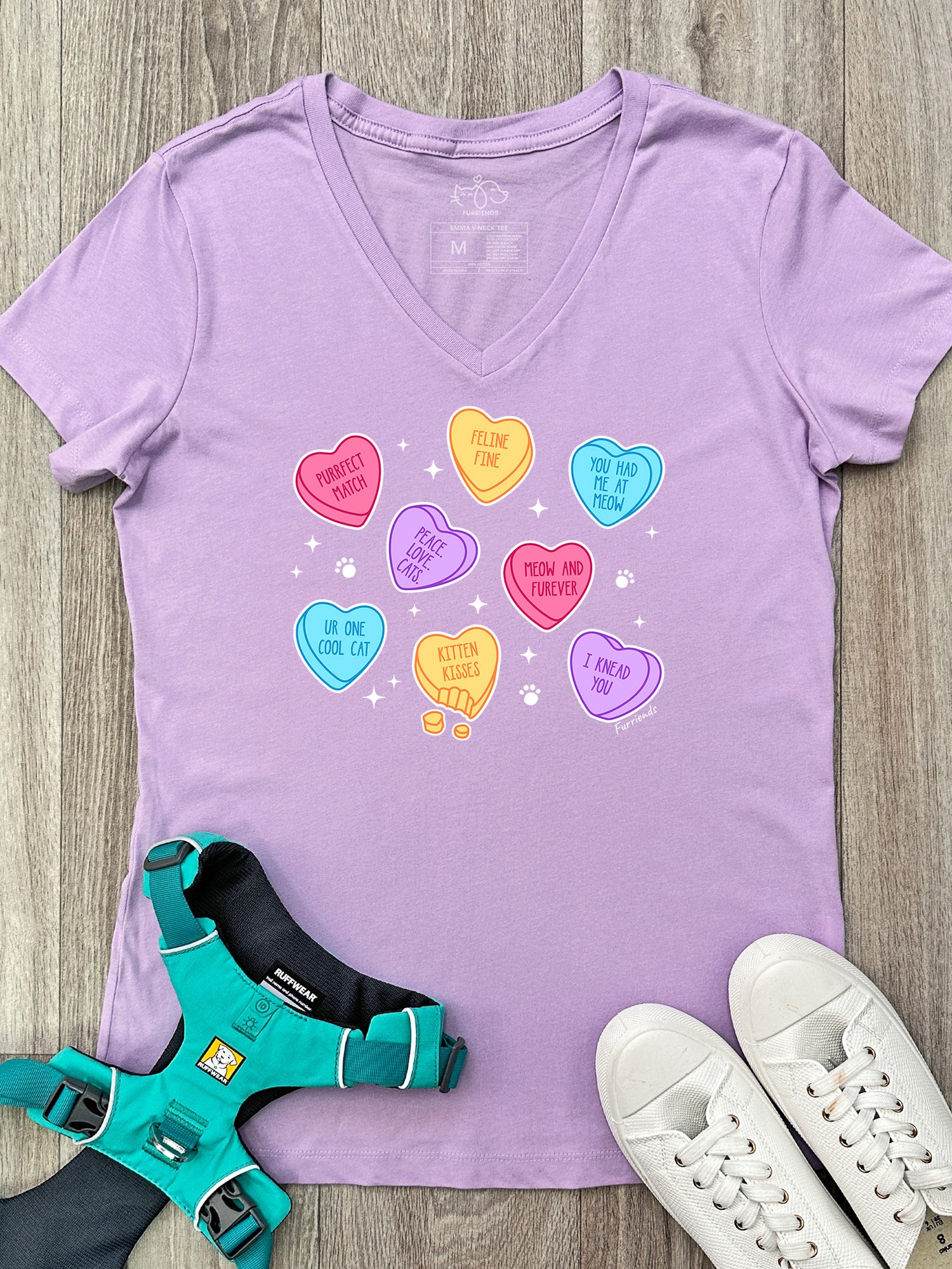 Candy Hearts - Cat Emma V-Neck Tee