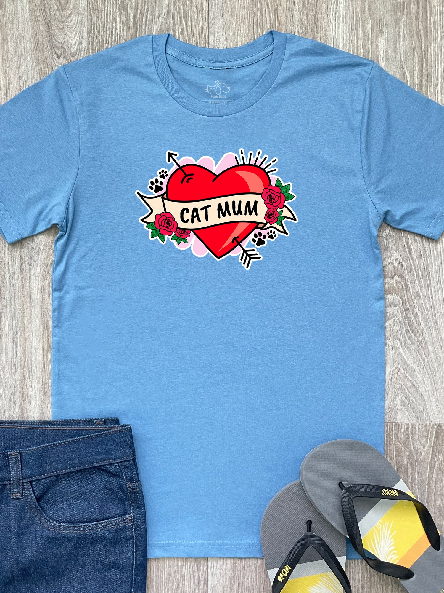 Cat Mum Heart Tattoo Essential Unisex Tee