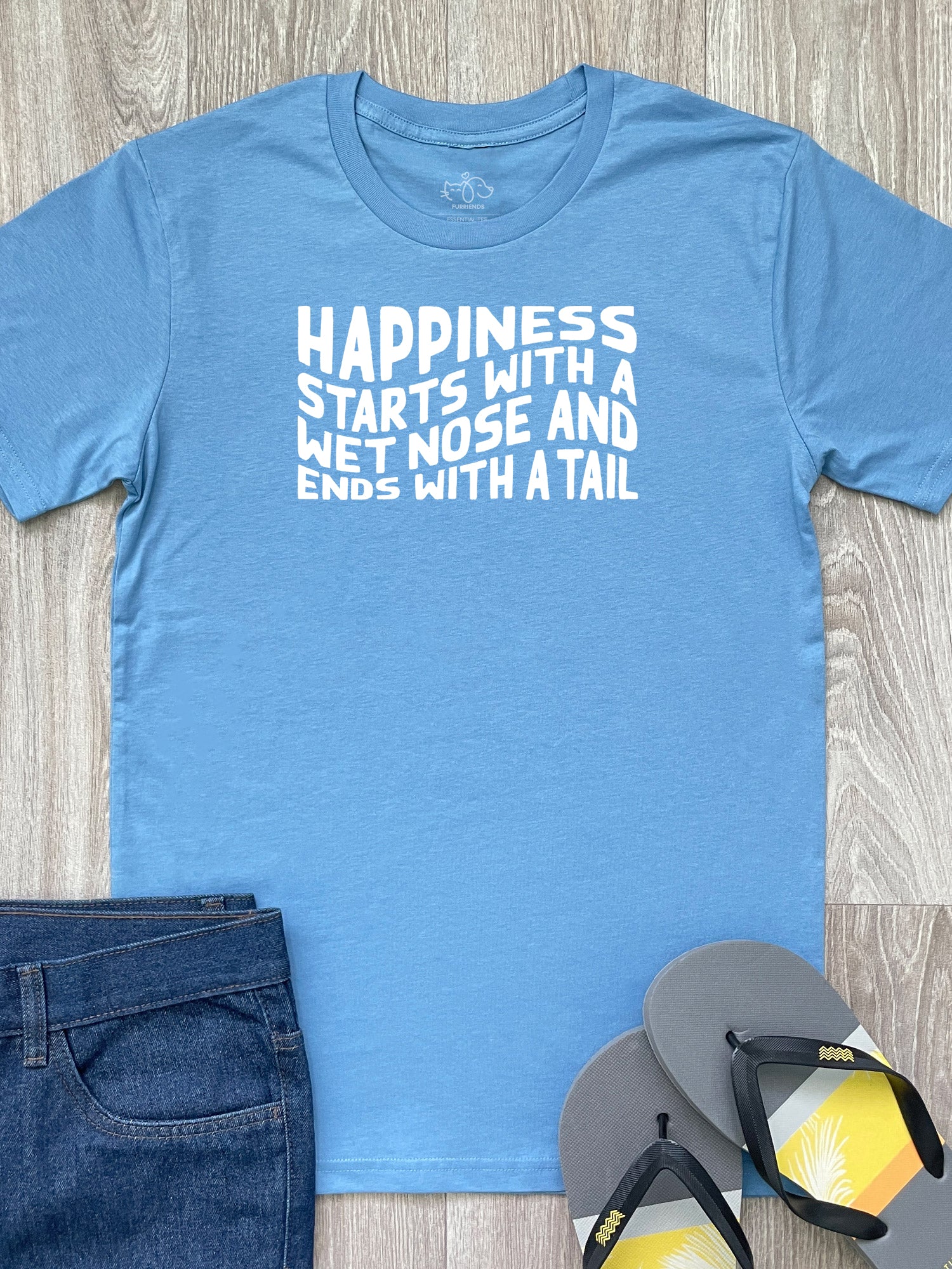 Happiness Starts With A Wet Nose And Ends With A Tail Essential Unisex Tee