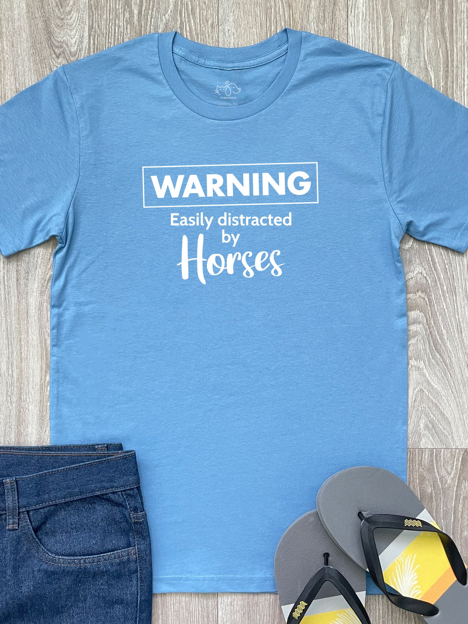 Warning. Easily Distracted By Horses Essential Unisex Tee