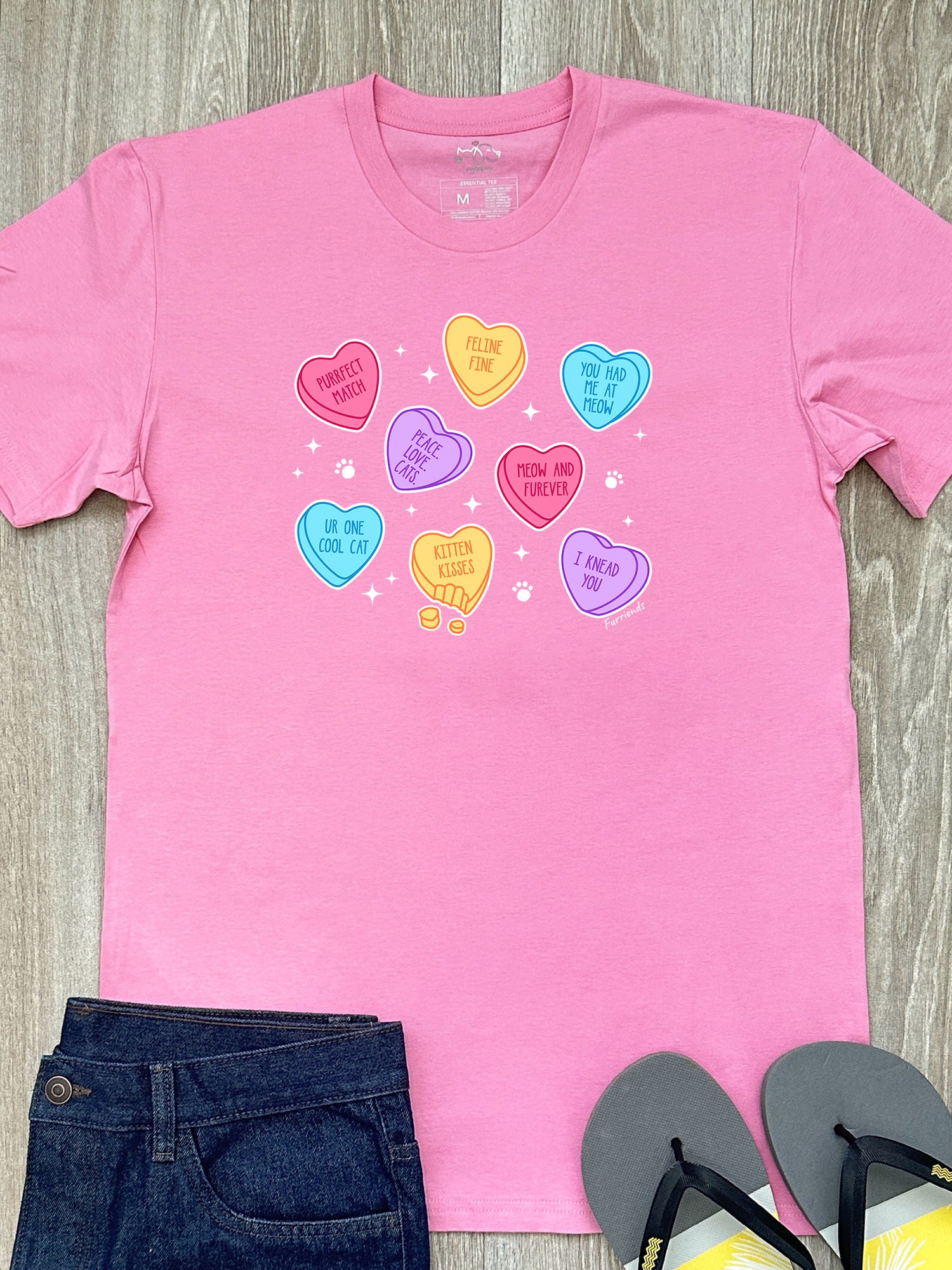 Candy Hearts - Cat Essential Unisex Tee