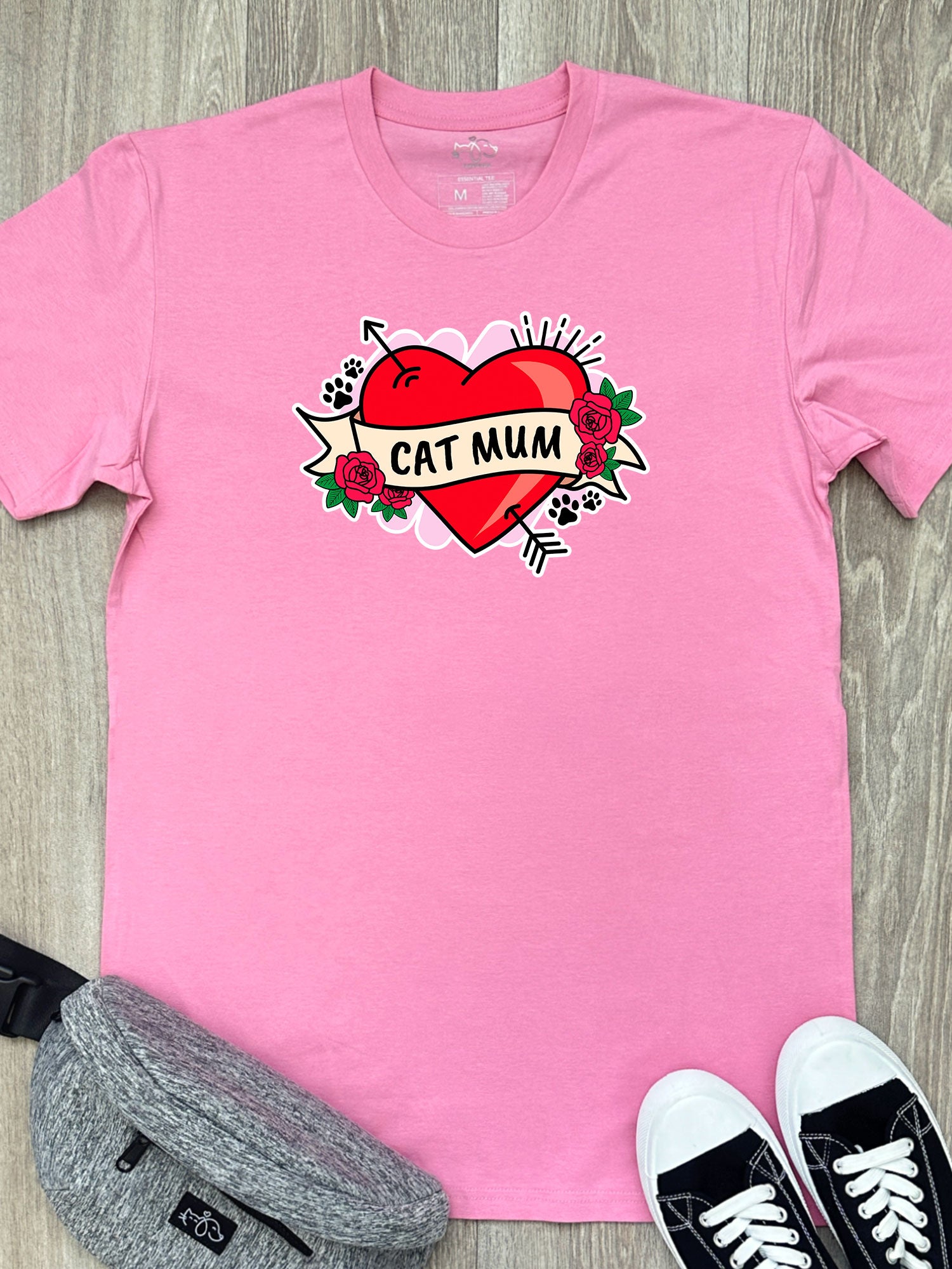 Cat Mum Heart Tattoo Essential Unisex Tee