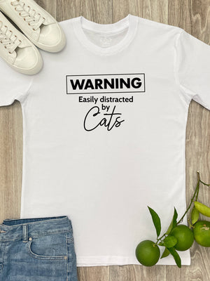 Warning. Easily Distracted By Cats Essential Unisex Tee