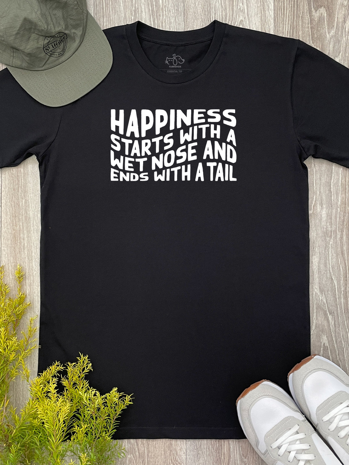 Happiness Starts With A Wet Nose And Ends With A Tail Essential Unisex Tee