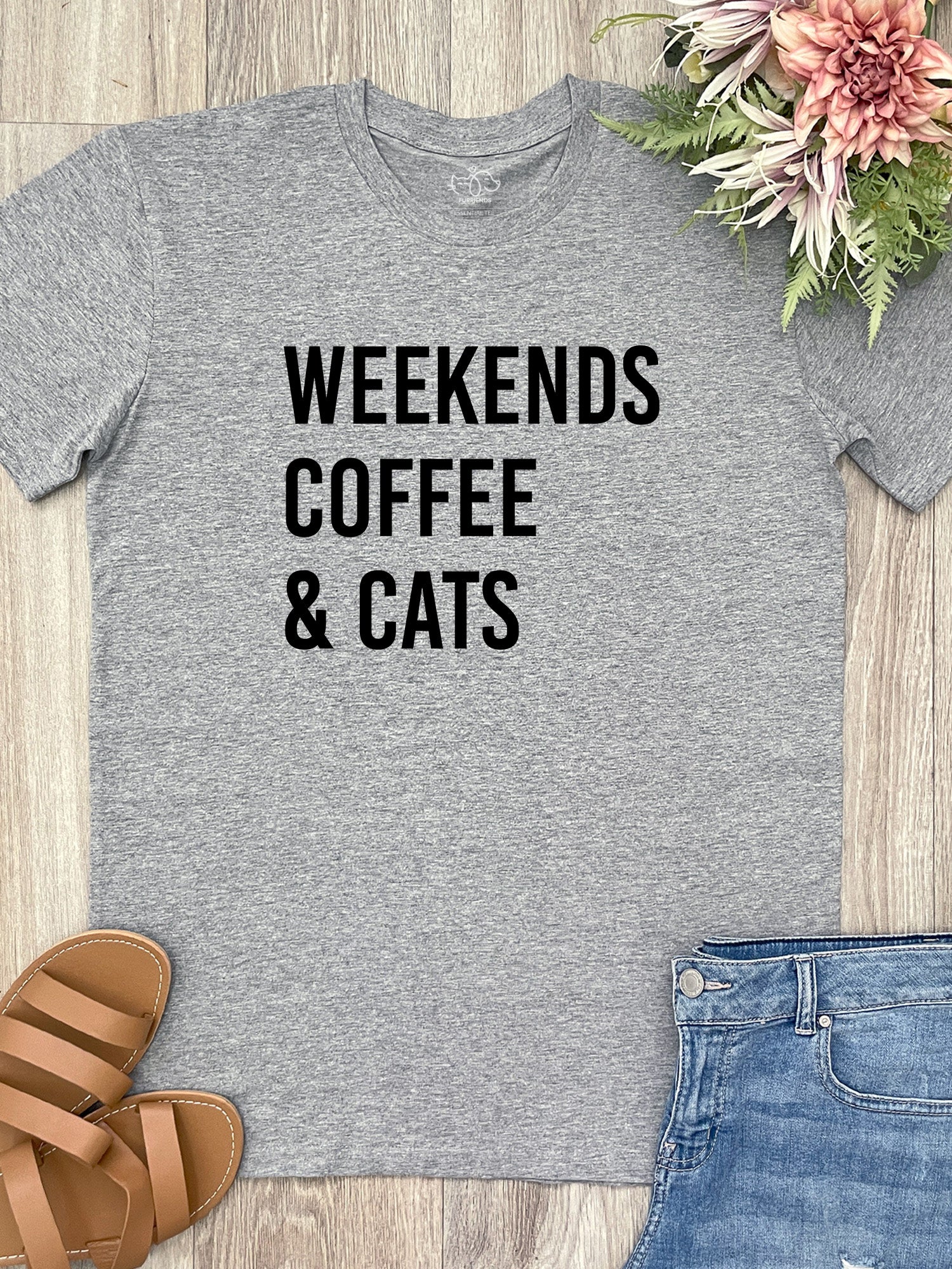 Weekends Coffee & Cats Essential Unisex Tee