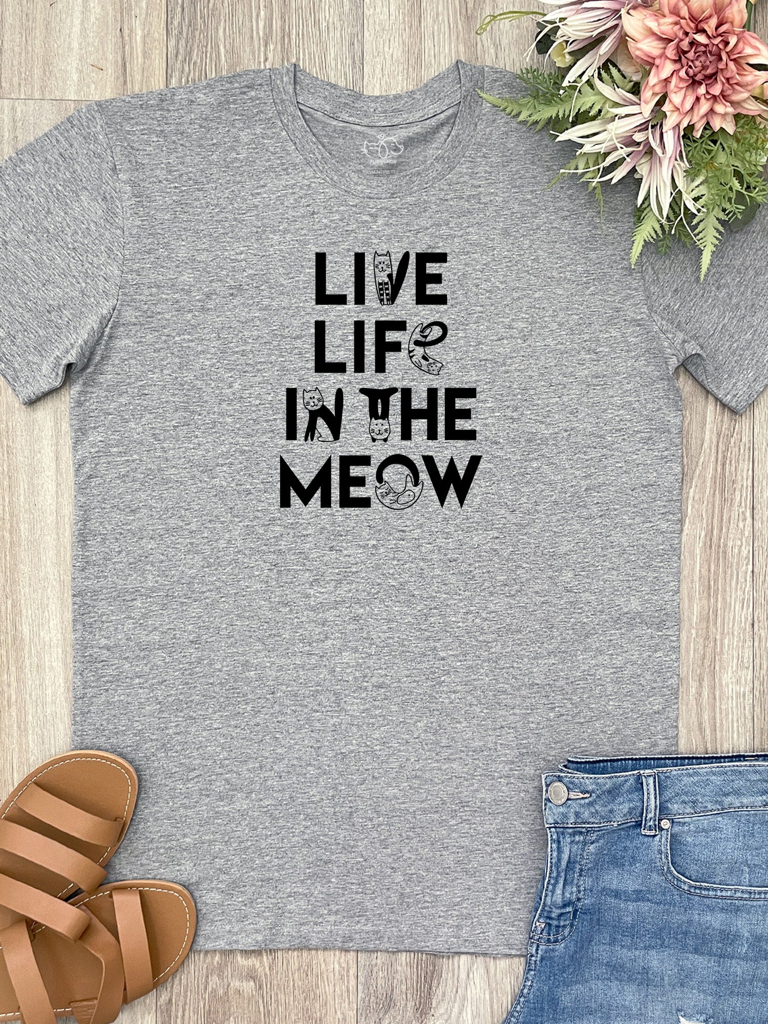 Live Life In The Meow Essential Unisex Tee