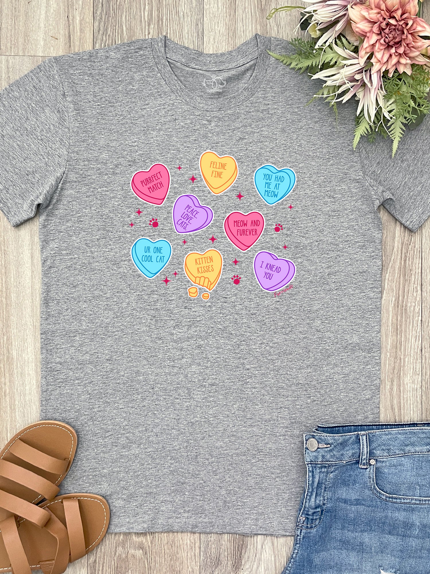 Candy Hearts - Cat Essential Unisex Tee