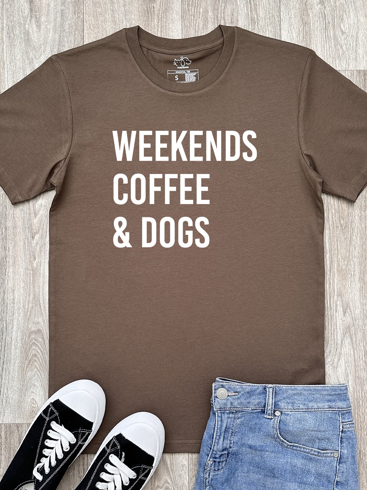 Weekends Coffee & Dogs Essential Unisex Tee